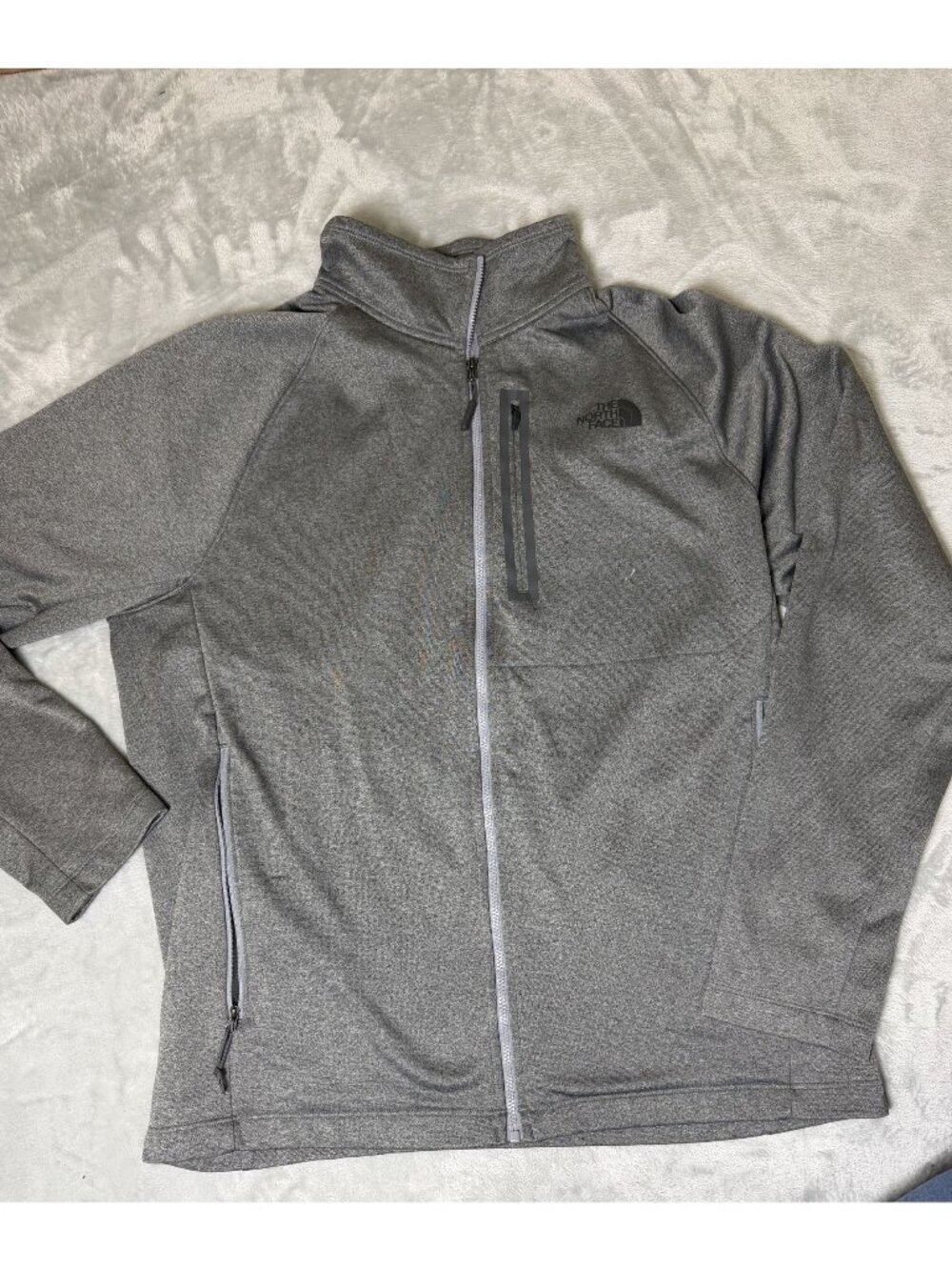 THE NORTH FACE Jacket Mens Medium Gray Full Zip Fleece Zip Pockets Stretch